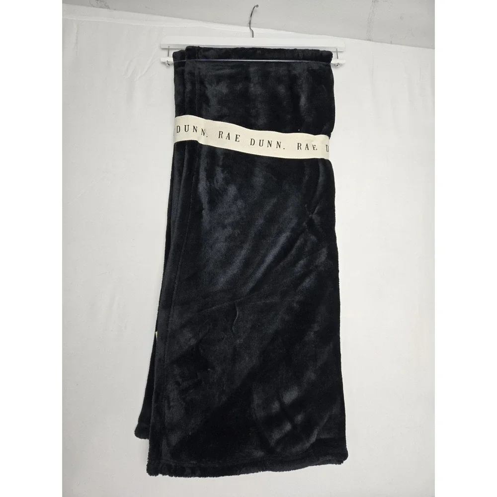 Rae Dunn Printed plush throw blanket soft NEW Spooky‎ black Halloween